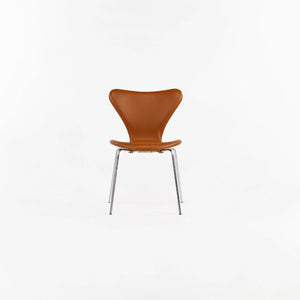 Set of 4x 1969 Arne Jacobsen Fritz Hansen Series 7 Handstiched Leather Chairs