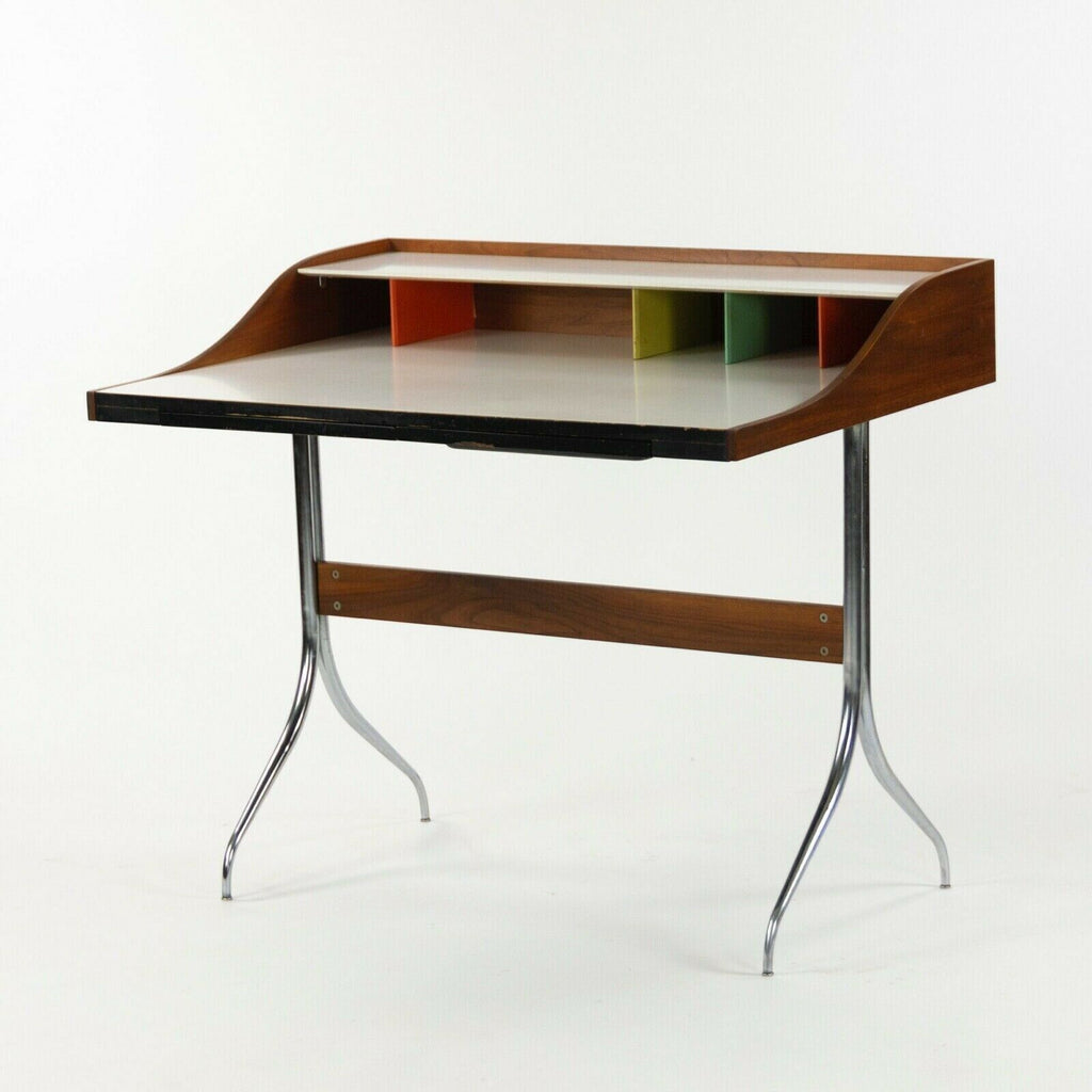 SOLD 1958 Vintage George Nelson for Herman Miller Swag Leg Desk in Walnut and Chrome