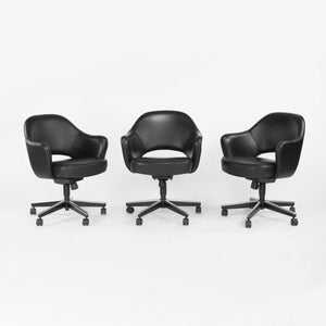 SOLD 2011 Eero Saarinen for Knoll Executive Desk Chair w/ Rolling Base Black Leather