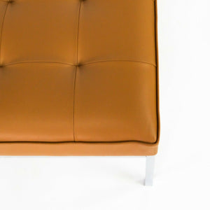 SOLD 2020 Florence Knoll Relaxed Small Square Bench in Caramel / Cognac Leather