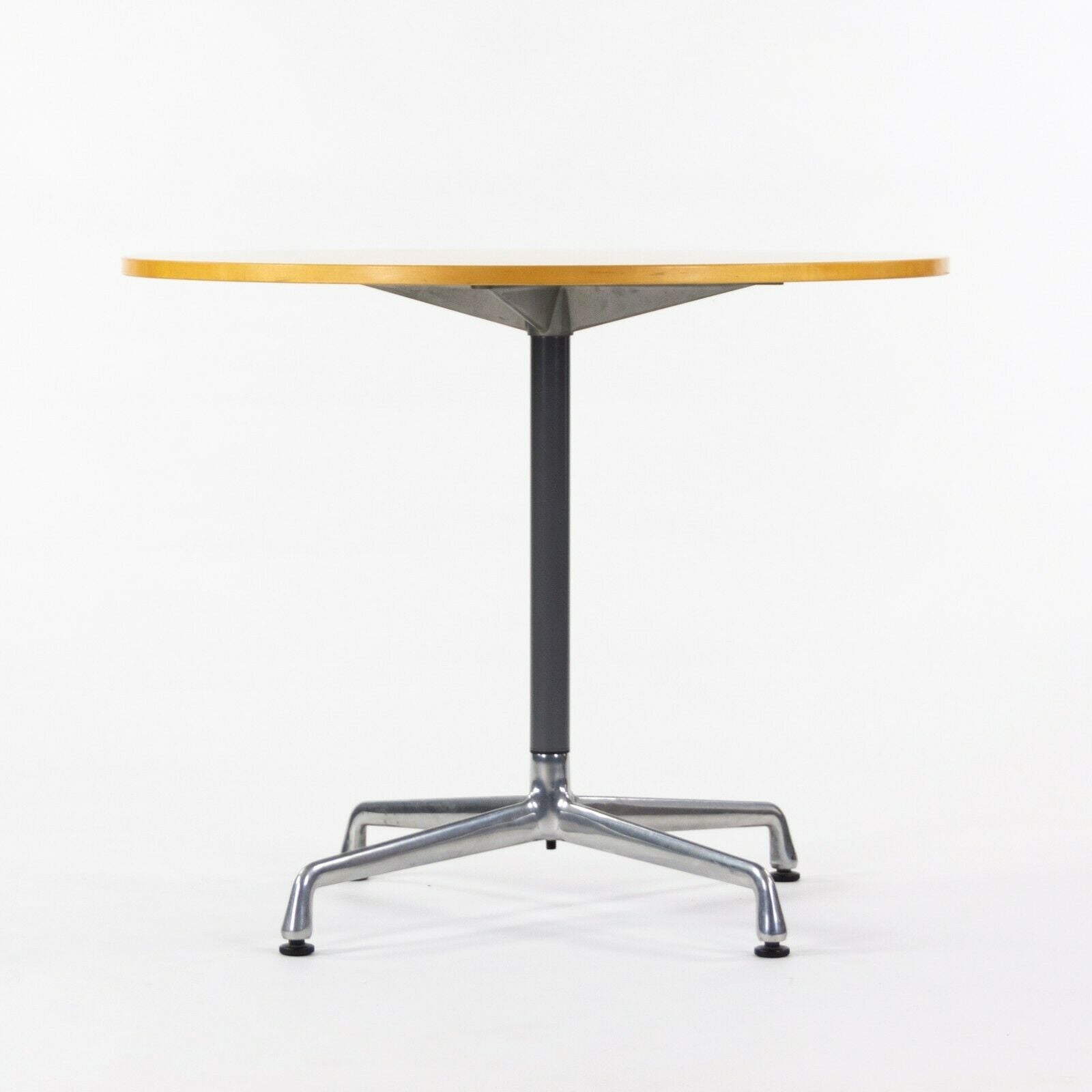 SOLD Herman Miller Eames Aluminum Group Contract Base Round 36 Inch Cafe Table Maple