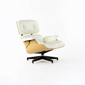 SOLD 2010s Herman Miller Eames Lounge Chair and Ottoman White Pearl White MCL Ash 670