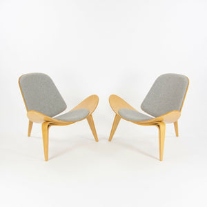 SOLD Pair of Hans Wegner Carl Hansen Denmark CH07 Shell Lounge Chairs Lacquered Oak