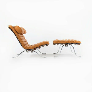 1960s Lounge Chair and Ottoman attributed to Arne Norell as Ari Chair with New Cognac Leather