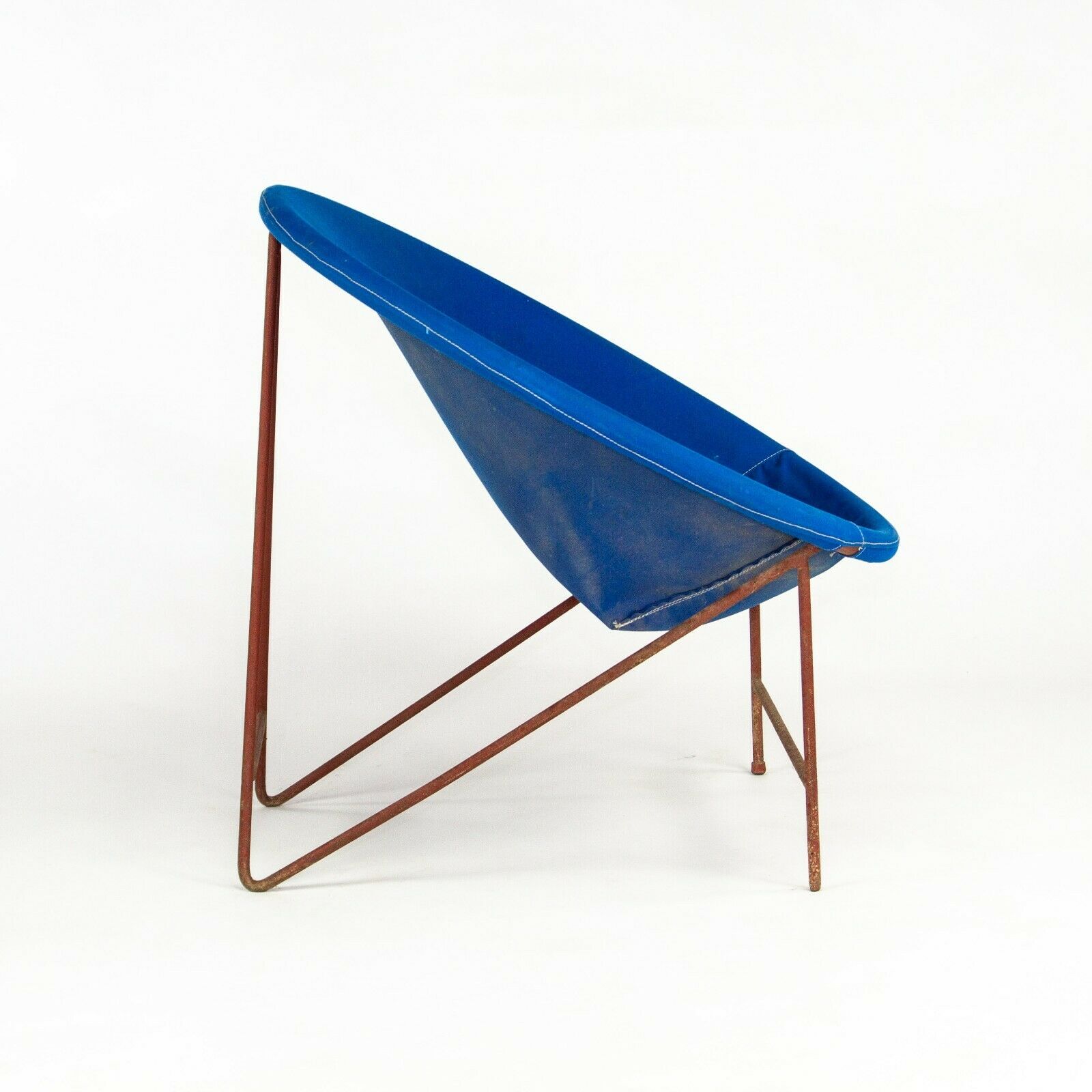 SOLD 1950s Blue Canvas Modern Hoop Chair by Hedstrom of Alabama