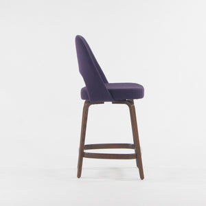 2021 Eero Saarinen Knoll Executive Counter Stool w/ Walnut Base in Purple Boucle