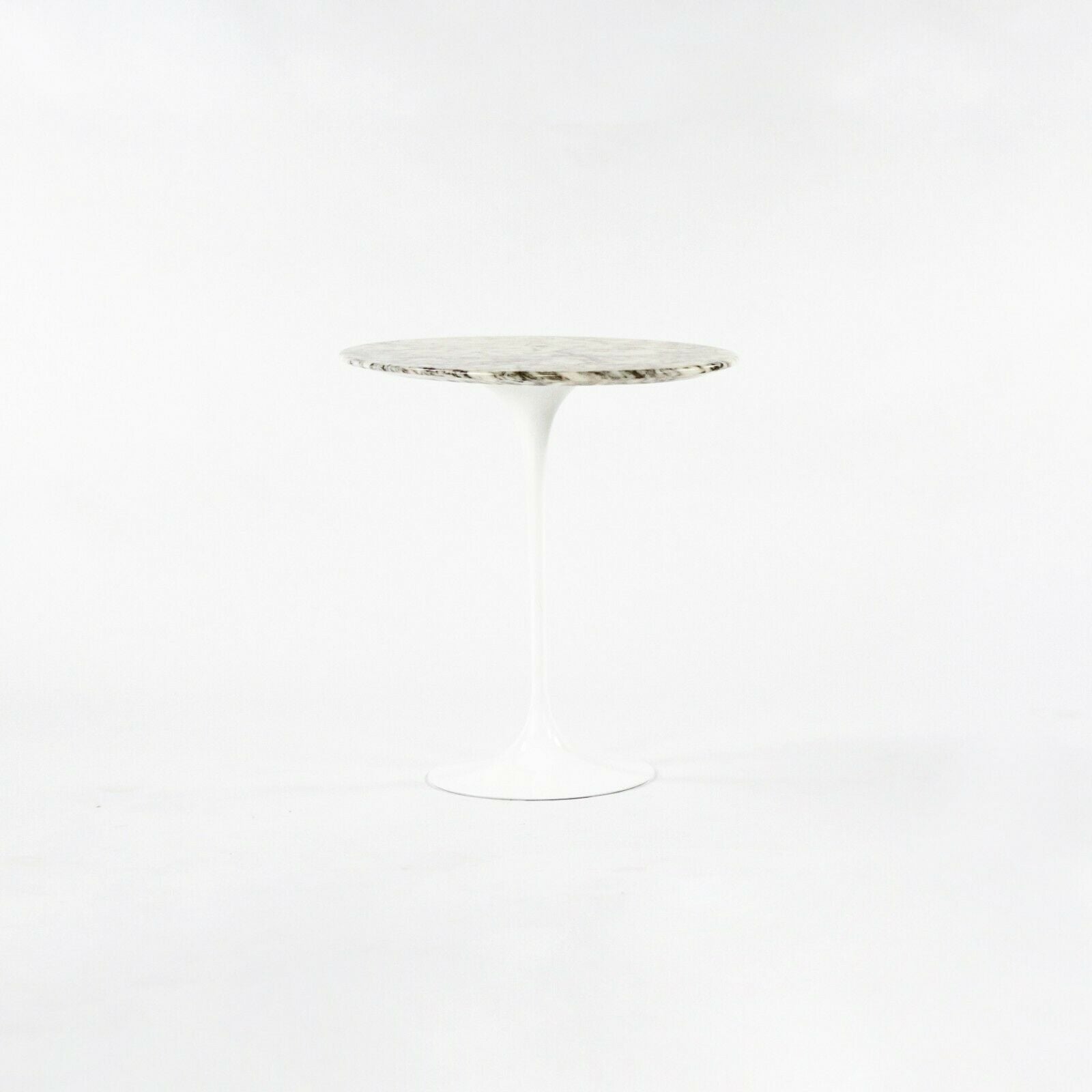 SOLD 2010s Eero Saarinen for Knoll Arabescato Marble Oval Tulip Side Table in White