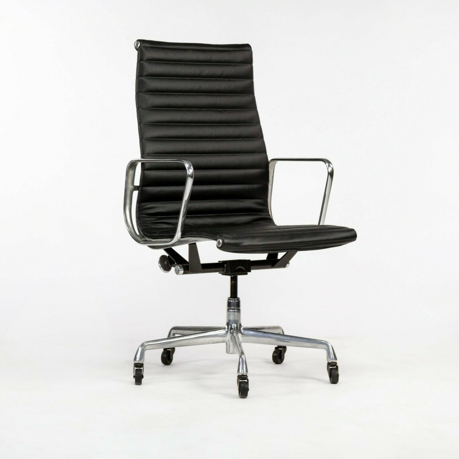 SOLD 2010s Herman Miller Eames Aluminum Group Executive Desk Chair in Black Leather