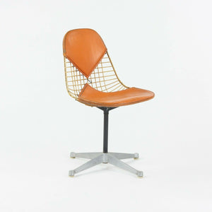 C. 1961 Set of 6 Herman Miller Eames Orange Bikini Pad Swivel PKC2 Dining Chairs