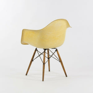 SOLD 1951 Herman Miller Eames Zenith DAW Lemon Yellow Arm Shell Chair w Dowel & Rope Edge