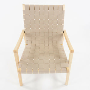 SOLD 2021 Jens Risom for Knoll Lounge Chair with Arms in Maple Frame & Flax Webbing