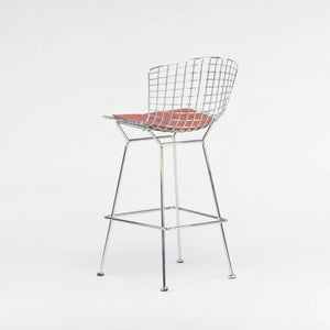 SOLD Harry Bertoia for Knoll Wire Chrome Bar Stools with Eames Dot Fabric Seat Pads