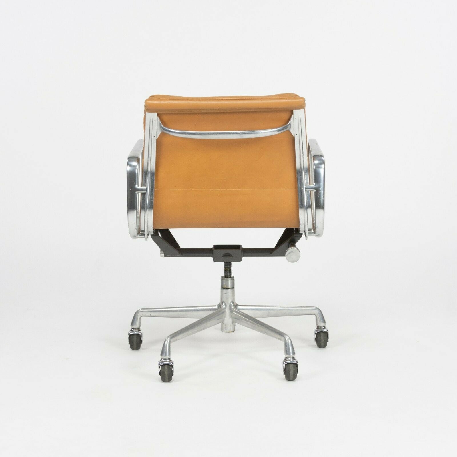 SOLD 1987 Herman Miller Eames Aluminum Group Soft Pad Desk Chairs in Tan Leather 16x Available