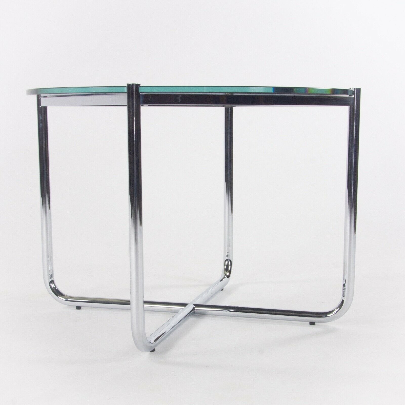 SOLD 2021 Mies Van Der Rohe for Knoll MR Side End Table Smoked Glass Chromed Steel