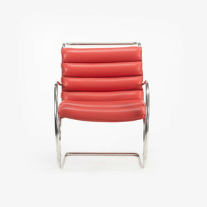 2006 Mies Van Der Rohe for Knoll Studio Red Leather MR EO7M Lounge Arm Chairs