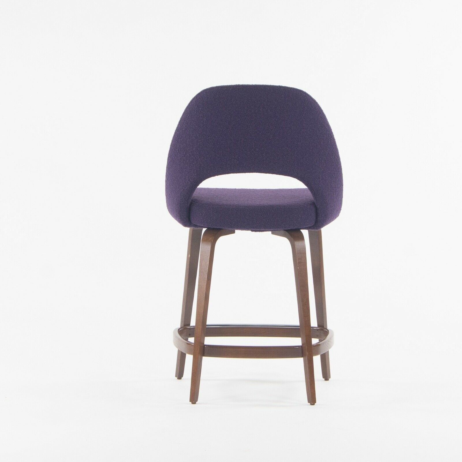 2021 Eero Saarinen Knoll Executive Counter Stool w/ Walnut Base in Purple Boucle