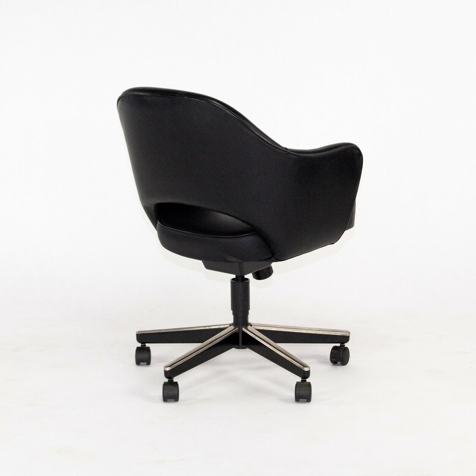 SOLD 2011 Eero Saarinen for Knoll Executive Desk Chair w/ Rolling Base Black Leather