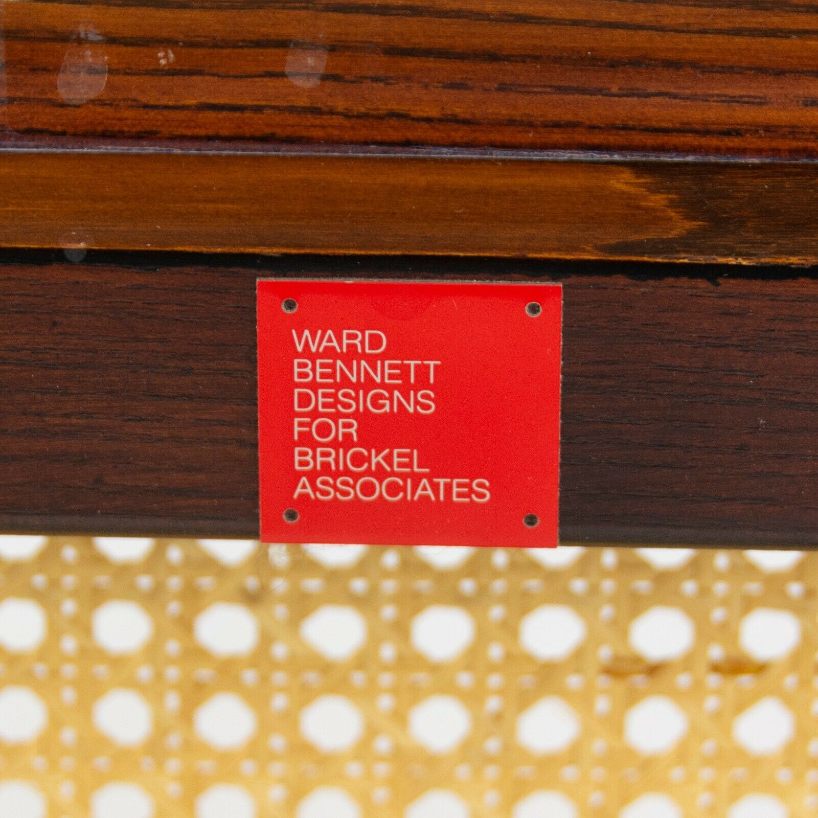 SOLD 1985 Ward Bennett for Brickel Associates Wicker Cane Side Arm Chair Dark Oil Ash