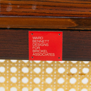 SOLD 1985 Ward Bennett for Brickel Associates Wicker Cane Side Arm Chair Dark Oil Ash