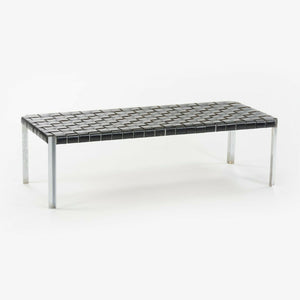 1950s Erwine & Estelle Laverne Woven Black Leather Bench Laverne International