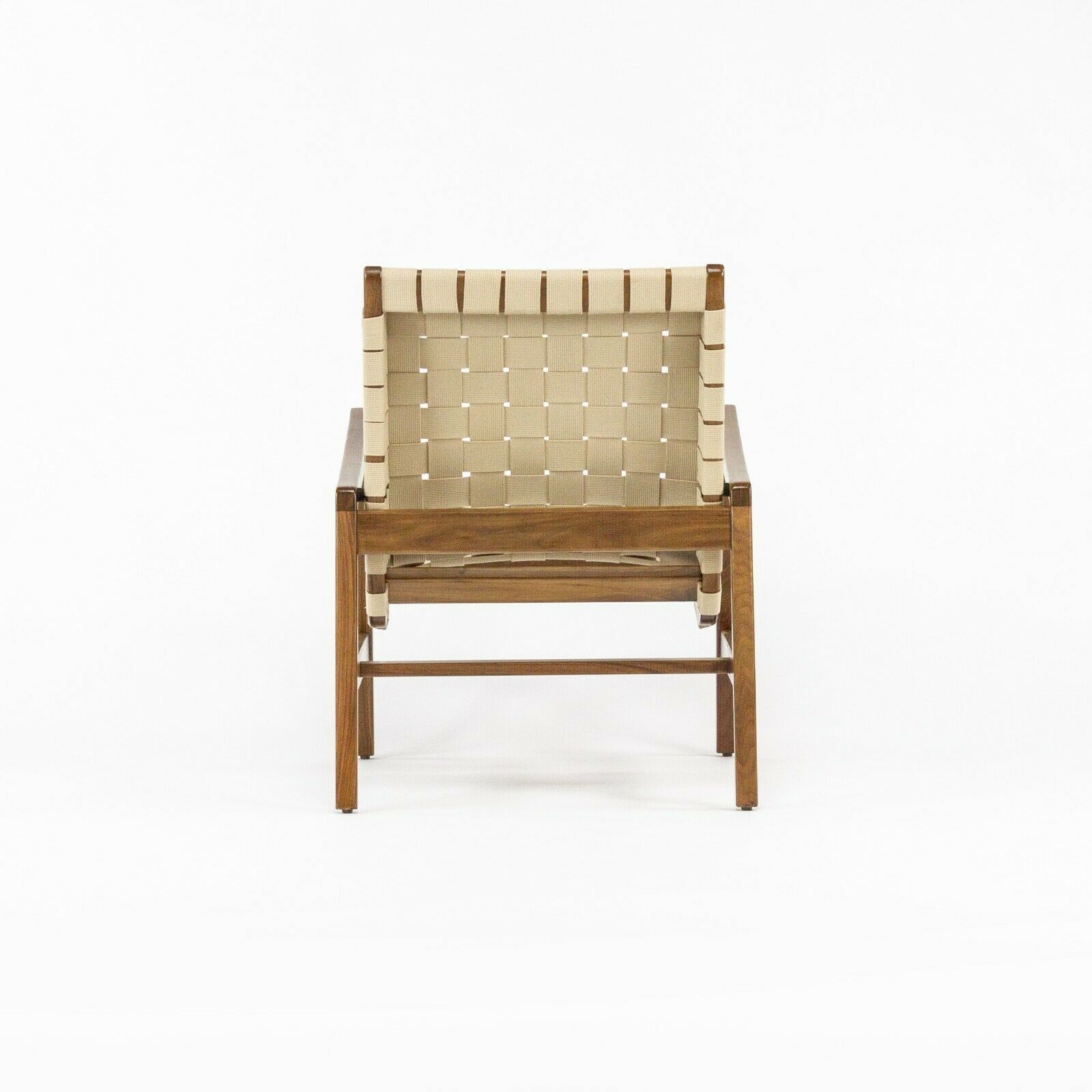 SOLD 2021 Jens Risom for Knoll Lounge Chair with Arms in Light Walnut & Flax Cotton
