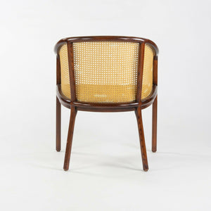 SOLD 1985 Ward Bennett for Brickel Associates Wicker Cane Side Arm Chair Dark Oil Ash