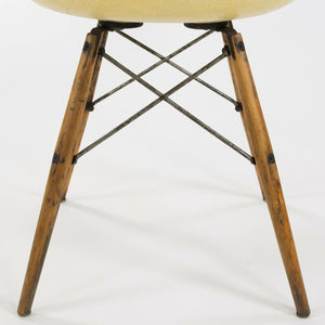 SOLD 1951 Herman Miller Eames Zenith DAW Lemon Yellow Arm Shell Chair w Dowel & Rope Edge