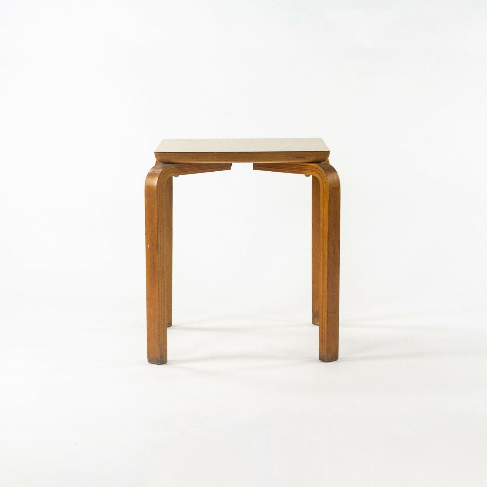 1950s Thonet Bent Birch Wood and Wood Grain Square Laminate Side / End Table