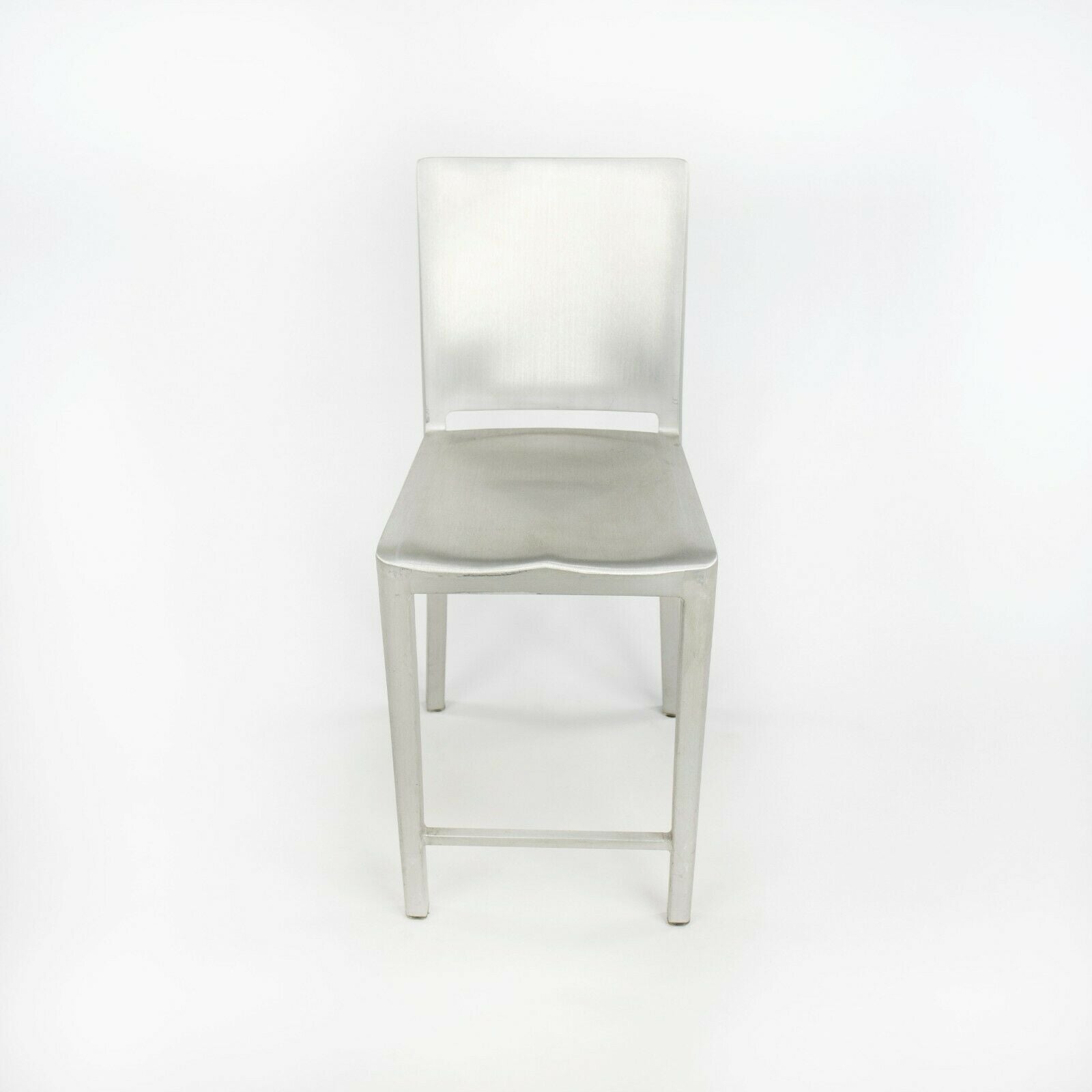 SOLD 2010s Pair of Philippe Starck Emeco Hudson Counter Stool with Brushed Aluminum Finish.