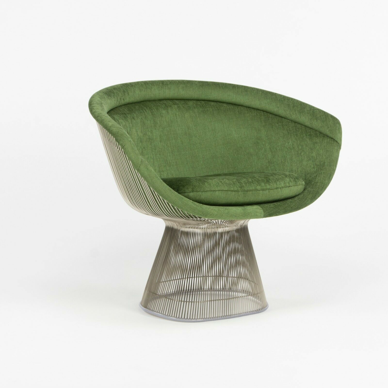 SOLD 2020 Warren Platner for Knoll International Green Chenille Fabric Lounge Chair