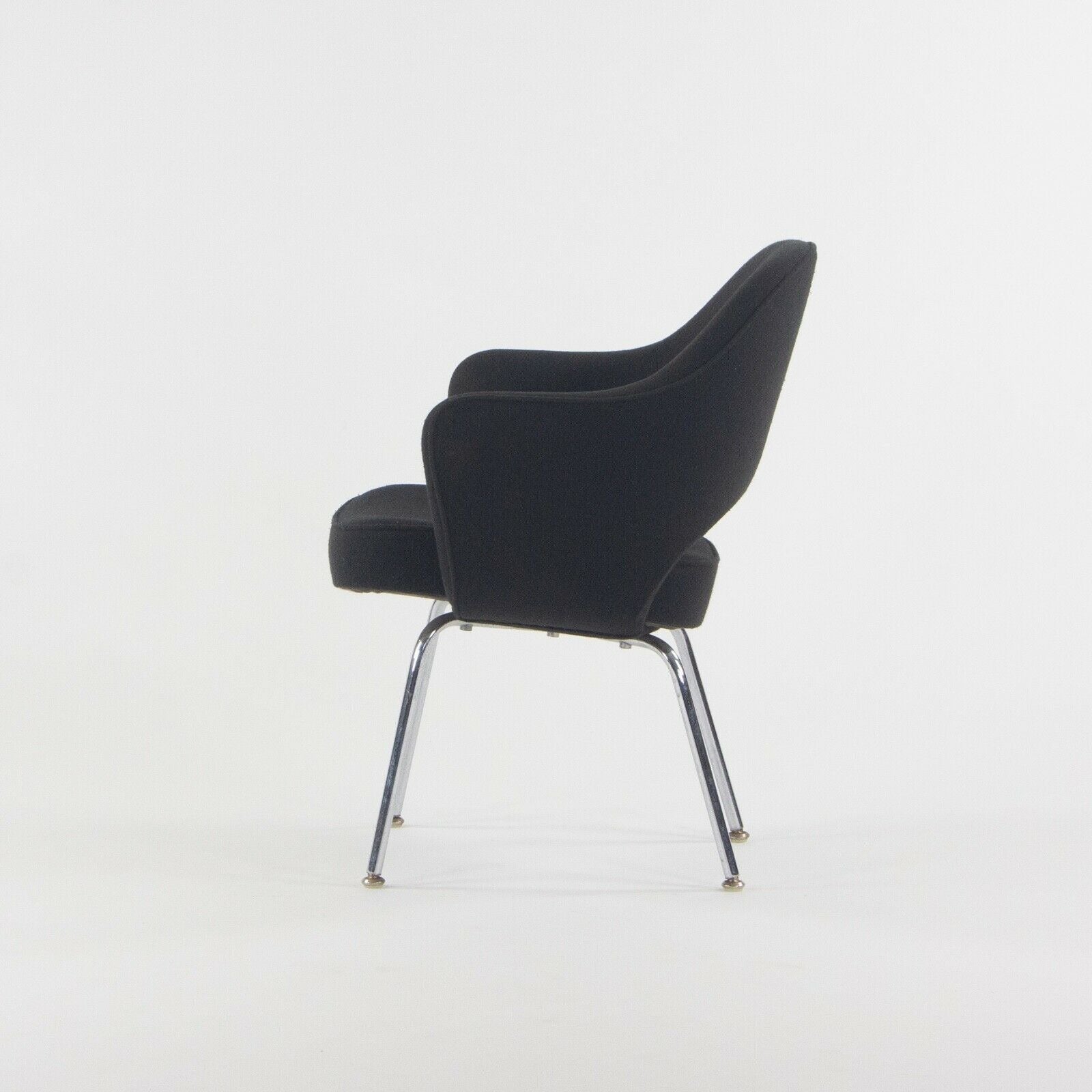1960s Eero Saarinen Knoll International Black Fabric Executive Arm Dining Chair