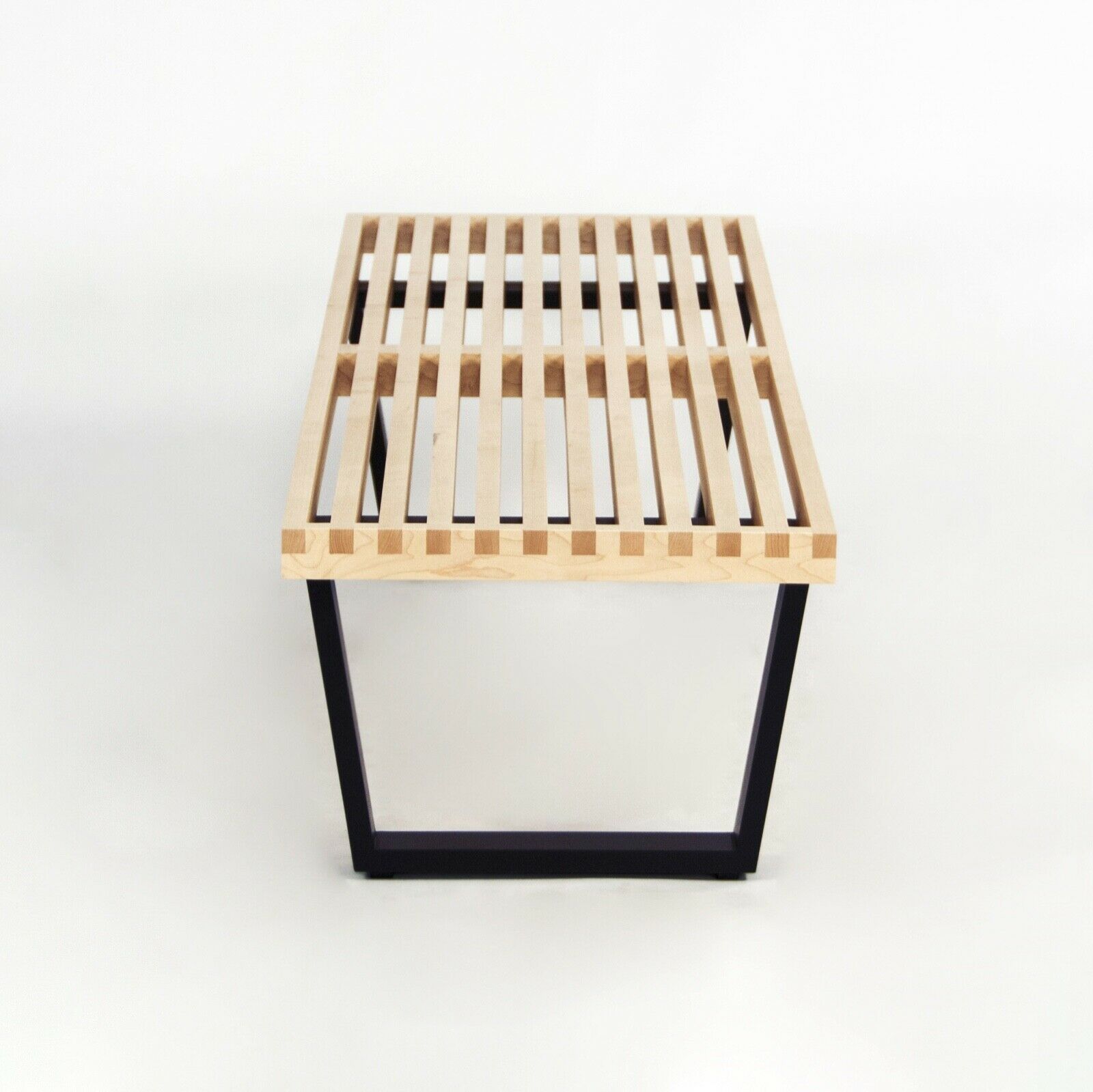 SOLD 2019 George Nelson Slatted Platform Bench with Natural Maple Top and Wood Legs