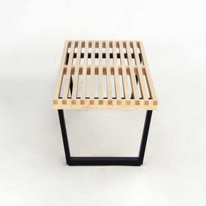 SOLD 2019 George Nelson Slatted Platform Bench with Natural Maple Top and Wood Legs