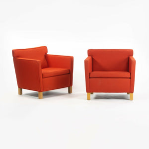SOLD 2010s Pair Original Knoll Mies Van Der Rohe Krefeld Lounge Chair Orange Fabric