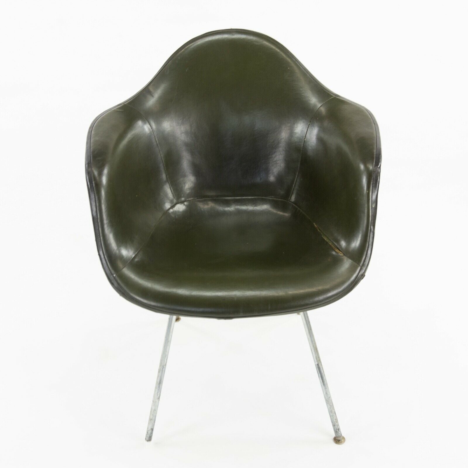 1959 Herman Miller Eames DAX Fiberglass Arm Shell Chair with Green Removable Pad