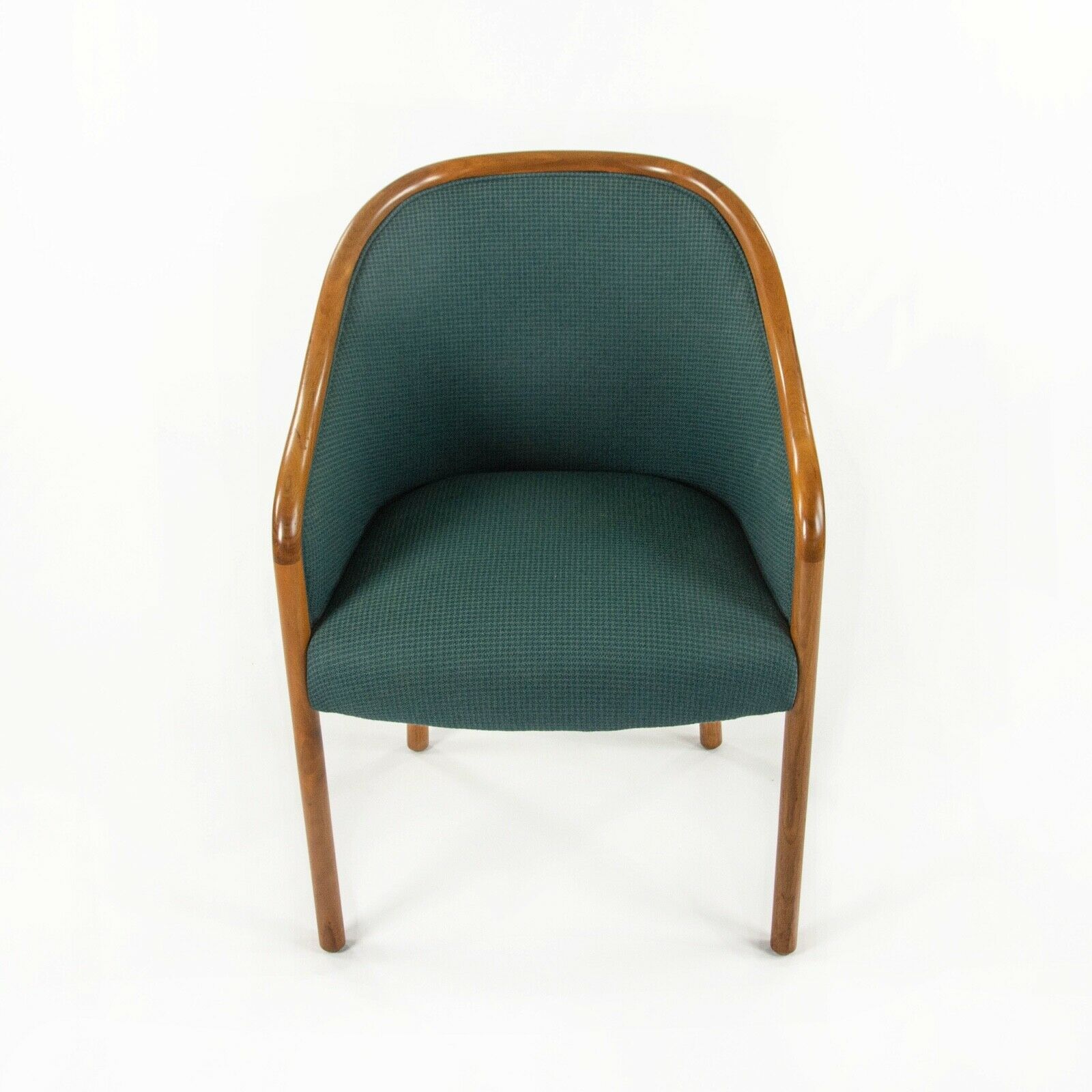 1970s Pair of Ward Bennett for Brickel Associates Arm Chairs in Green Fabric
