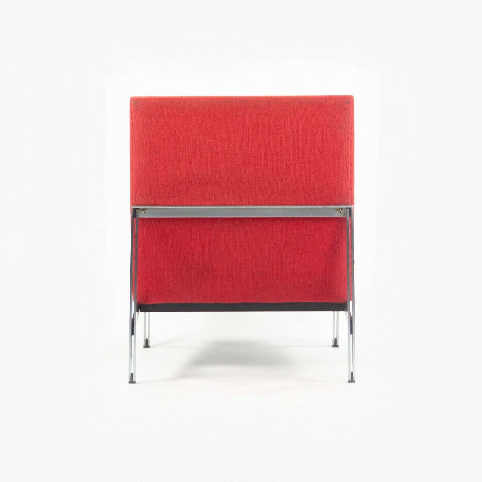 SOLD 1950s Florence Knoll Associates Parallel Bar Lounge Chair Original Red Fabric
