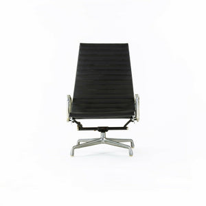 SOLD 1978 Herman Miller Eames Aluminum Group Lounge Chair in Smooth Black Leather