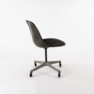 SOLD 1980s Herman Miller Eames Black Fabric Upholstered Side Shell Chair with Wheels