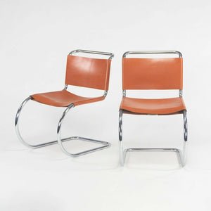 SOLD 1970s Set of 6 Mies Van Der Rohe for Knoll MR Dining Chairs in Cognac Leather