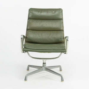 SOLD 1970s Herman Miller Eames Aluminum Group Soft Pad Lounge Chair in Green Leather