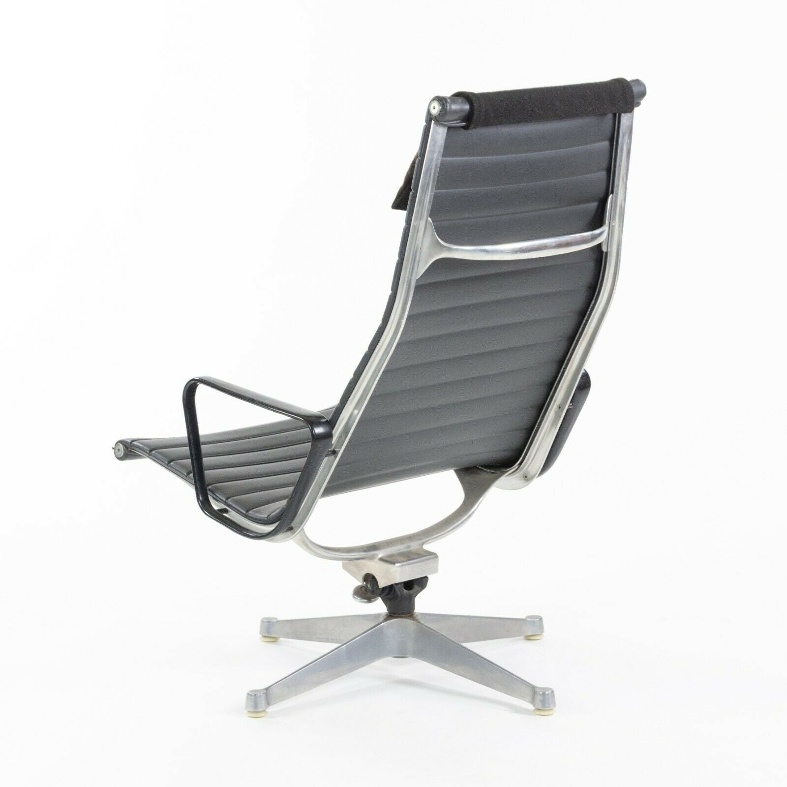 SOLD 1961 Pair of Herman Miller Eames Aluminum Group Lounge Chairs Charcoal Naugahyde