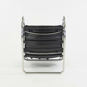 1970s Mies Van Der Rohe Knoll MR Black Leather & Chrome Lounge Chairs with Arms