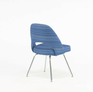 SOLD 2020 6x Eero Saarinen for Knoll Executive Side Chair with Blue Striped Fabric