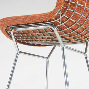 SOLD Set of 3 Harry Bertoia Knoll Wire Chrome Bar Stools w/ Orange Fabric Full Covers