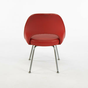 1963 Pair of Eero Saarinen for Knoll Red Vinyl Armless Executive Dining Chairs