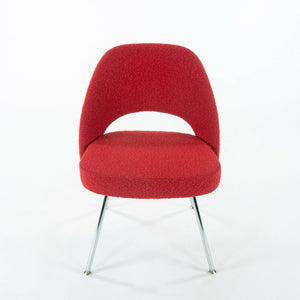 SOLD 2021 Set of 4 Eero Saarinen Knoll Crimson Red Boucle Armless Executive Chairs