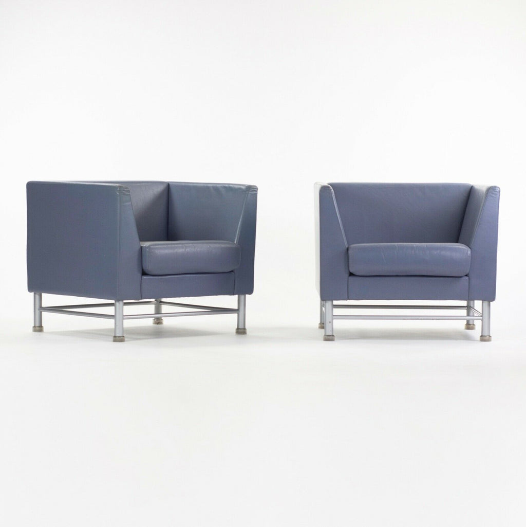 Ettore Sottsass for Knoll Eastside Lounge Chairs Memphis Italy Blue from O'Hare Executive Lounge