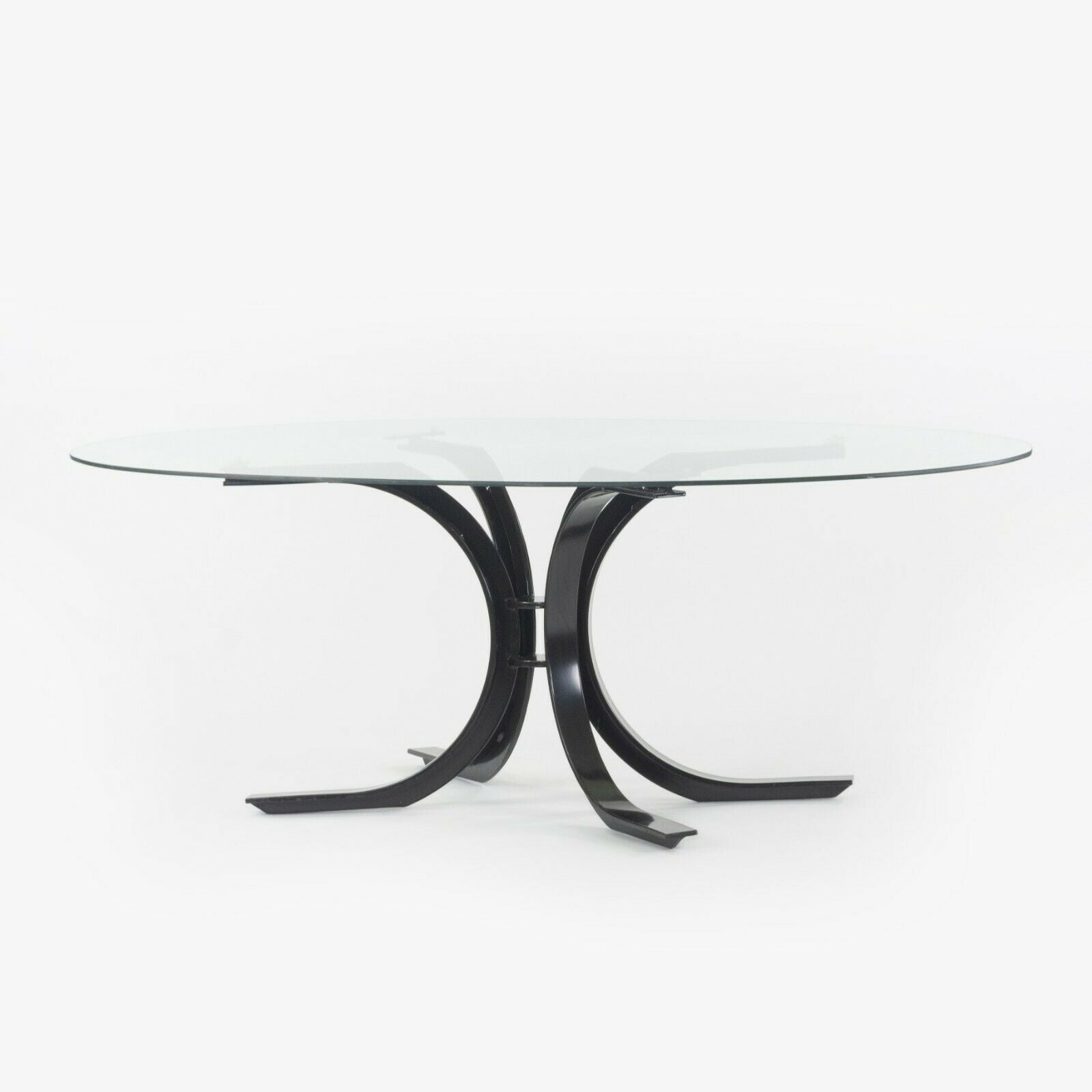 1970s Osvaldo Borsani Dining Table for Stow Davis with Glass Top and Steel Base