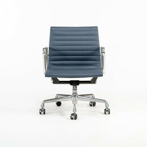 SOLD 2010s Herman Miller Eames Aluminum Group Management Desk Chair in Blue Leather